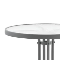 Flash Furniture Bellamy 23.75'' Silver Round Tempered Glass Metal Table -Furniture GUEST 7be3e641 c2c2 464e 954f 13ec3f55c21f