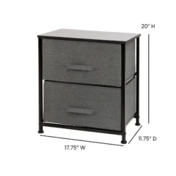 Flash Furniture 2 Drawer Wood Top Nightstand Storage Organizer With Cast Iron Frame And Dark Easy Pull Fabric Drawers -Furniture GUEST 7c3e03c1 ff90 42fd 9508 5cbf9e54b233