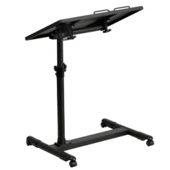 Black Adjustable Height Steel Mobile Computer Desk - Flash Furniture