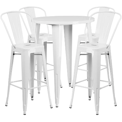 Flash Furniture Commercial Grade 30" Round Metal Indoor-Outdoor Bar Table Set With 4 Cafe Stools 7 Flash Furniture Commercial Grade 30" Round Metal Indoor-Outdoor Bar Table Set With 4 Cafe Stools - Image 7