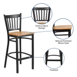 Flash Furniture Black Vertical Back Metal Restaurant Barstool -Furniture GUEST 7ec2ee9e 1c4a 4b8f 8120 e4643ccab2f5
