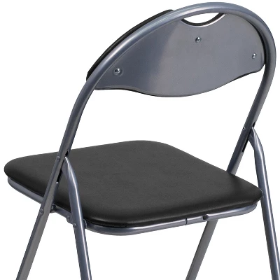 Flash Furniture 4 Pack HERCULES Series Black Vinyl Metal Folding Chair With Carrying Handle 7 Flash Furniture 4 Pack HERCULES Series Black Vinyl Metal Folding Chair With Carrying Handle - Image 7