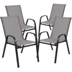Flash Furniture 5 Piece Outdoor Patio Dining Set - Tempered Glass Patio Table, 4 Flex Comfort Stack Chairs 19 Flash Furniture 5 Piece Outdoor Patio Dining Set - Tempered Glass Patio Table, 4 Flex Comfort Stack Chairs -Furniture GUEST 7fcd6882 9d5a 4725 bcfd eec0c14b4ae2