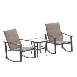 Flash Furniture Brazos 3 Piece Outdoor Rocking Chair Bistro Set With Flex Comfort Material And Metal Framed Glass Top Table -Furniture GUEST 8004bb93 e1c4 49ab 8fda 60598c43d777