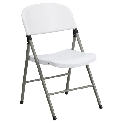Flash Furniture HERCULES Series White Plastic Folding Chairs | Set Of 2 Lightweight Folding Chairs With Gray Frame 10 Flash Furniture HERCULES Series White Plastic Folding Chairs | Set Of 2 Lightweight Folding Chairs With Gray Frame - Image 10