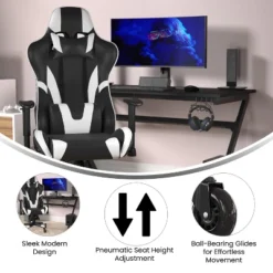 Flash Furniture X20 Gaming Chair Racing Office Computer PC Adjustable Chair With Reclining Back And Transparent Roller Wheels -Furniture GUEST 80d70410 1038 4875 8b57 c7313016a445