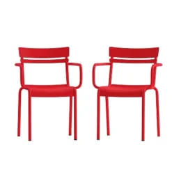 Flash Furniture Nash Commercial Grade Steel Indoor-Outdoor Stackable Chair With 2 Slats And Arms, Set Of 2 -Furniture GUEST 8110aaa7 97cb 4ade 8936 f37f2a9b9c0b