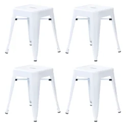 Flash Furniture 18" Table Height Stool, Stackable Backless Metal Indoor Dining Stool, Commercial Grade Restaurant Stool - Set Of 4 -Furniture GUEST 81790acc 5aaa 4e18 9fba 2dc872963757