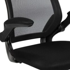 Flash Furniture Black Mesh Sled Base Side Reception Chair With Flip-Up Arms -Furniture GUEST 819200c0 a29a 49ea babf ce24c0840f02