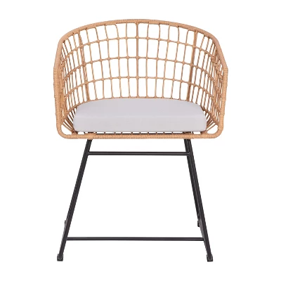 Flash Furniture Devon 3-Piece Patio Bistro Set, Indoor/Outdoor Rattan Rope Chairs, Acacia Wood Top Table & Seat Cushions 9 Flash Furniture Devon 3-Piece Patio Bistro Set, Indoor/Outdoor Rattan Rope Chairs, Acacia Wood Top Table & Seat Cushions - Image 9