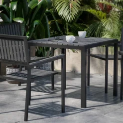 Flash Furniture Harris 5 Piece Commercial Indoor/Outdoor Table And Chairs With Black Poly Resin Slatted Backs And Seats -Furniture GUEST 82632a06 4b8f 4a3b a535 d686fed77f0e
