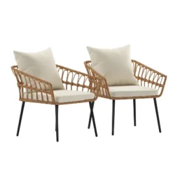 Flash Furniture Evin Set Of 2 Boho Indoor/Outdoor Rope Rattan Wicker Patio Chairs With All-Weather Cushions 23 Flash Furniture Evin Set Of 2 Boho Indoor/Outdoor Rope Rattan Wicker Patio Chairs With All-Weather Cushions -Furniture GUEST 82b1ce77 837c 4493 9b60 94d525d45141