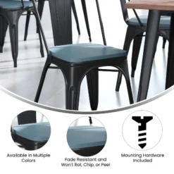 Flash Furniture Perry Set Of 4 Poly Resin Wood Seat With Rounded Edges For Colorful Metal Chairs And Stools -Furniture GUEST 82f818e8 86c5 4330 8f08 5112fbc10d64