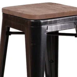 Flash Furniture 24" High Backless Metal Counter Height Stool With Square Wood Seat -Furniture GUEST 83184729 d497 4c74 b364 ab554bd957be