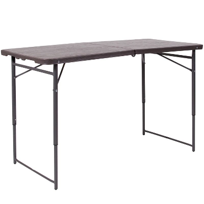 Flash Furniture 4-Foot Height Adjustable Bi-Fold Dark Gray Plastic Folding Table With Carrying Handle 11 Flash Furniture 4-Foot Height Adjustable Bi-Fold Dark Gray Plastic Folding Table With Carrying Handle - Image 11