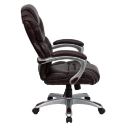 High Back LeatherSoft Executive Swivel Ergonomic Office Chair With Accent Layered Seat And Back And Padded Arms Brown - Flash Furniture