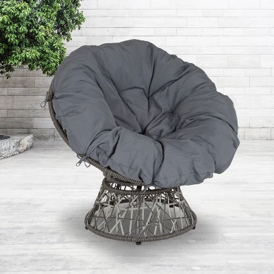 Flash Furniture Bowie Comfort Series Swivel Patio Chair With Dark Gray Cushion 1 Flash Furniture Bowie Comfort Series Swivel Patio Chair With Dark Gray Cushion
