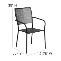 Flash Furniture Commercial Grade Indoor-Outdoor Steel Patio Arm Chair With Square Back -Furniture GUEST 841bf47f 080f 4fa2 9644 42308b107ec7