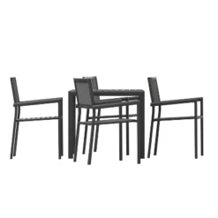Flash Furniture Harris 5 Piece Commercial Indoor/Outdoor Table And Chairs With Black Poly Resin Slatted Backs And Seats -Furniture GUEST 8520ed73 ec41 4d09 9ab0 17f7c4d01eb2