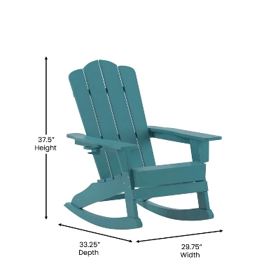 Flash Furniture Newport Adirondack Rocking Chair With Cup Holder, Weather Resistant HDPE Adirondack Rocking Chair 6 Flash Furniture Newport Adirondack Rocking Chair With Cup Holder, Weather Resistant HDPE Adirondack Rocking Chair - Image 6