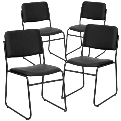 Flash Furniture 4 Pack HERCULES Series 500 Lb. Capacity High Density Stacking Chair With Sled Base 4 Flash Furniture 4 Pack HERCULES Series 500 Lb. Capacity High Density Stacking Chair With Sled Base - Image 4
