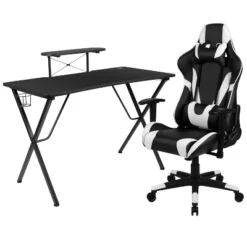Flash Furniture Gaming Desk And Reclining Gaming Chair Set With Cup Holder, Headphone Hook, And Monitor/Smartphone Stand -Furniture GUEST 8578a611 c0fc 4078 b2cd 069f26ff35cf