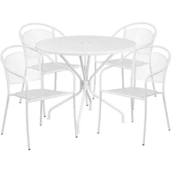 Flash Furniture Oia Commercial Grade 35.25" Round Indoor-Outdoor Steel Patio Table Set With 4 Round Back Chairs -Furniture GUEST 86a9de90 80ef 45f8 b756 7b258625cc12