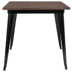 Flash Furniture 31.5" Square Black Metal Indoor Table With Walnut Rustic Wood Top -Furniture GUEST 8714a9c1 2ecb 4051 8726 b58868d61dd7