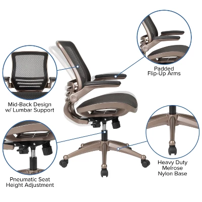 Flash Furniture Mid-Back Transparent Mesh Executive Swivel Office Chair With Flip-Up Arms 2 Flash Furniture Mid-Back Transparent Mesh Executive Swivel Office Chair With Flip-Up Arms - Image 2