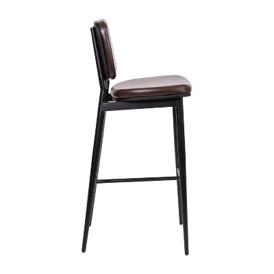 Flash Furniture Kenzie Commercial Grade Mid-Back Barstools - LeatherSoft Upholstery - Iron Frame With Integrated Footrest - Set Of 2 10 Flash Furniture Kenzie Commercial Grade Mid-Back Barstools - LeatherSoft Upholstery - Iron Frame With Integrated Footrest - Set Of 2 - Image 10