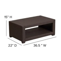 Flash Furniture 4 Piece Outdoor Faux Rattan Chair, Sofa And Table Set In Chocolate Brown -Furniture GUEST 8970750c 248d 422e 9a42 078e72d5afc3