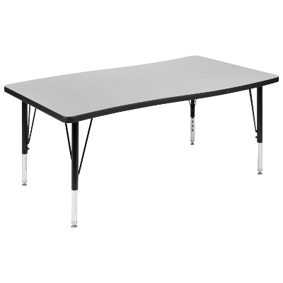 Flash Furniture 28"W X 47.5"L Rectangle Wave Flexible Collaborative Thermal Laminate Activity Table - Height Adjustable Short Legs 10 Flash Furniture 28"W X 47.5"L Rectangle Wave Flexible Collaborative Thermal Laminate Activity Table - Height Adjustable Short Legs - Image 10