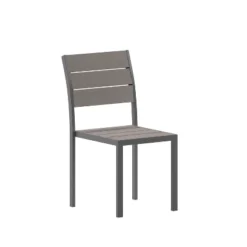 Flash Furniture Finch Commercial Grade Patio Chair With Arms, Stackable Side Chair With Faux Teak Poly Slats And Metal Frame -Furniture GUEST 89dcda3c 1b8f 407d be51 f8556dfc9a45