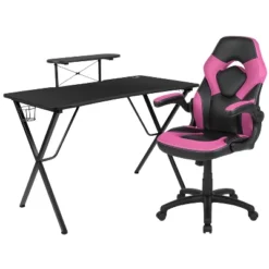 Flash Furniture Gaming Desk And Racing Chair Set With Cup Holder, Headphone Hook, And Monitor/Smartphone Stand -Furniture GUEST 8a12d3f1 6910 41d5 a1ae 995cd7cea7f0