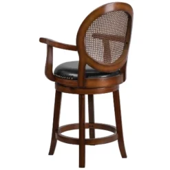 Flash Furniture 26'' High Expresso Wood Counter Height Stool With Arms, Woven Rattan Back And Black LeatherSoft Swivel Seat -Furniture GUEST 8a93869c 5075 41a8 a31c ac1eb45e05fa