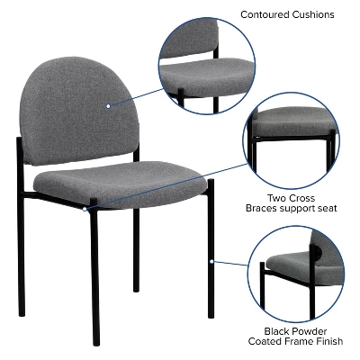 Flash Furniture Comfort Gray Fabric Stackable Steel Side Reception Chair 2 Flash Furniture Comfort Gray Fabric Stackable Steel Side Reception Chair - Image 2