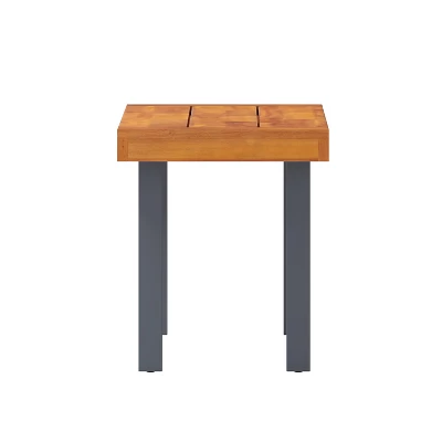 Flash Furniture Martindale Solid Acacia Wood Patio Dining Bench For 2 With Slatted Top And Black Flared Wooden Legs In A Natural Finish 8 Flash Furniture Martindale Solid Acacia Wood Patio Dining Bench For 2 With Slatted Top And Black Flared Wooden Legs In A Natural Finish - Image 8