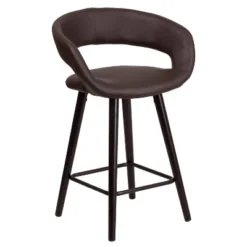 Flash Furniture Brynn Series 24'' High Contemporary Vinyl Rounded Back Counter Height Stool With Cappuccino Wood Frame 21 Flash Furniture Brynn Series 24'' High Contemporary Vinyl Rounded Back Counter Height Stool With Cappuccino Wood Frame -Furniture GUEST 8b2b468f 8f16 4a25 aa04 8f1514b1c6ea