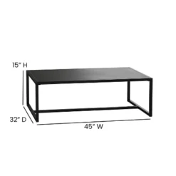 Flash Furniture Brock Outdoor Patio Coffee Table Commercial Grade Black Coffee Table For Deck, Porch, Or Poolside - Steel Square Leg Frame -Furniture GUEST 8b6f50bf 5a6b 4bf9 acb3 7de276691da3