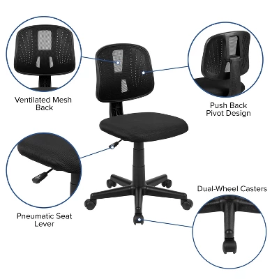 Flash Furniture Flash Fundamentals Mid-Back Mesh Swivel Task Office Chair With Pivot Back 4 Flash Furniture Flash Fundamentals Mid-Back Mesh Swivel Task Office Chair With Pivot Back - Image 4