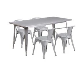 Flash Furniture Commercial Grade 31.5" X 63" Rectangular Metal Indoor-Outdoor Table Set With 4 Arm Chairs -Furniture GUEST 8c01ea0e 9b3f 4585 96b9 7d07731d0725