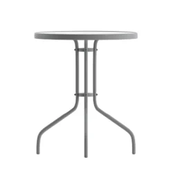 Flash Furniture Bellamy 23.75'' Silver Round Tempered Glass Metal Table -Furniture GUEST 8c58b347 3ece 4600 a58c 10a4d5ec1a2d