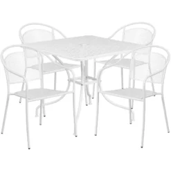 Flash Furniture Oia Commercial Grade 35.5" Square Indoor-Outdoor Steel Patio Table Set With 4 Round Back Chairs -Furniture GUEST 8c82d908 8b6b 4f37 9adf 8c1d1f9ff9a2