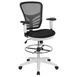 Flash Furniture Mid-Back Mesh Ergonomic Drafting Chair With Adjustable Chrome Foot Ring, Adjustable Arms -Furniture GUEST 8c8ff1ef f2c0 4d8b b771 c2a48886b6cb