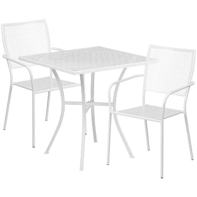 Flash Furniture Oia Commercial Grade 28" Square Indoor-Outdoor Steel Patio Table Set With 2 Square Back Chairs 5 Flash Furniture Oia Commercial Grade 28" Square Indoor-Outdoor Steel Patio Table Set With 2 Square Back Chairs - Image 5