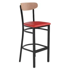 Flash Furniture Wright Commercial Grade Barstool With 500 LB. Capacity Steel Frame, Solid Wood Seat, And Boomerang Back -Furniture GUEST 8d77d33c d0c6 4f6a b318 4afd223b7388