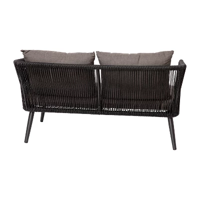 Flash Furniture Kierra Black All-Weather 4-Piece Woven Conversation Set With Gray Zippered Removable Cushions & Metal Coffee Table 14 Flash Furniture Kierra Black All-Weather 4-Piece Woven Conversation Set With Gray Zippered Removable Cushions & Metal Coffee Table - Image 14