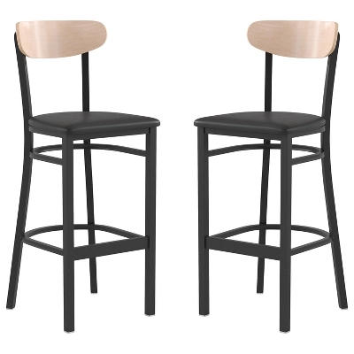 Flash Furniture Wright Set Of 2 Commercial Grade Barstools With 500 LB. Capacity Steel Frame, Solid Wood Seat, And Boomerang Back 19 Flash Furniture Wright Set Of 2 Commercial Grade Barstools With 500 LB. Capacity Steel Frame, Solid Wood Seat, And Boomerang Back - Image 19