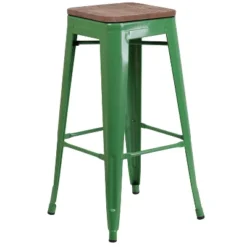 Flash Furniture 30" High Backless Metal Barstool With Square Wood Seat -Furniture GUEST 8ee2ead9 933b 4689 b501 d8e53d0c7cf1