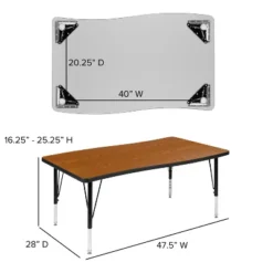 Flash Furniture 28"W X 47.5"L Rectangle Wave Flexible Collaborative Thermal Laminate Activity Table - Height Adjustable Short Legs 12 Flash Furniture 28"W X 47.5"L Rectangle Wave Flexible Collaborative Thermal Laminate Activity Table - Height Adjustable Short Legs -Furniture GUEST 8fa6a047 ff1b 445f b8d9 11a19b7e2bc6
